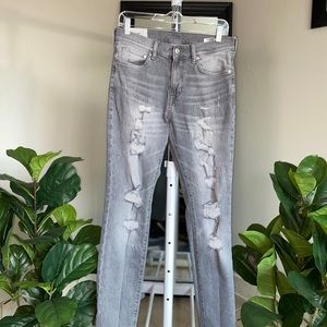 Hollister Grey Distressed Light Washed Ripped Jeans